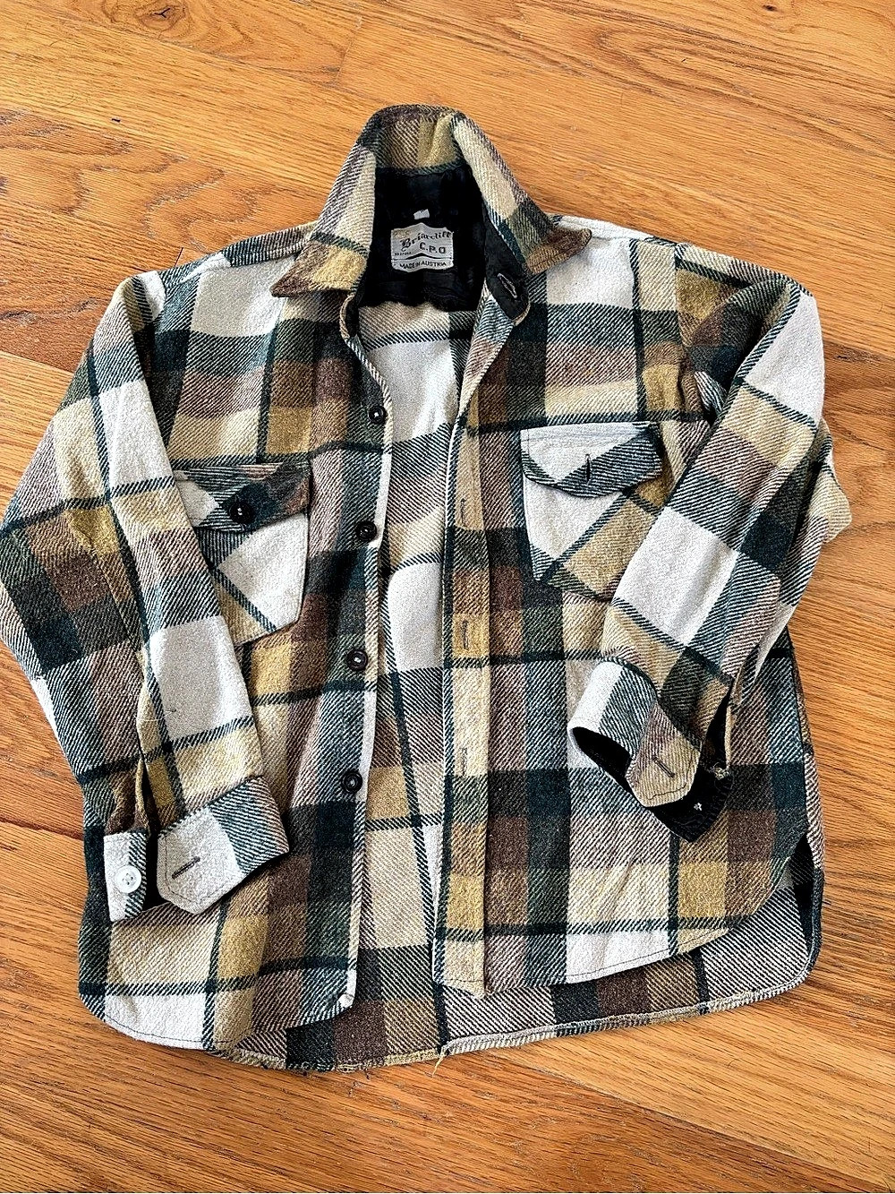 Vintage Briarcliff Jacket Plaid Wool-Style Jacket Green & Brown Women’s XS